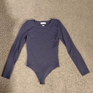 Aritzia Babaton Long Sleeve Bodysuit in Gray
